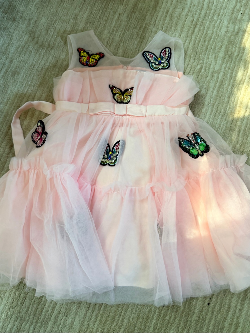Pink Tulle Butterfly Appliqué Party Dress